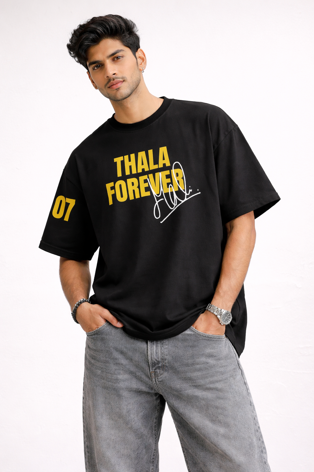 Thala Forever M. S Dhoni No.7 Oversized Boxy Fit T-Shirt