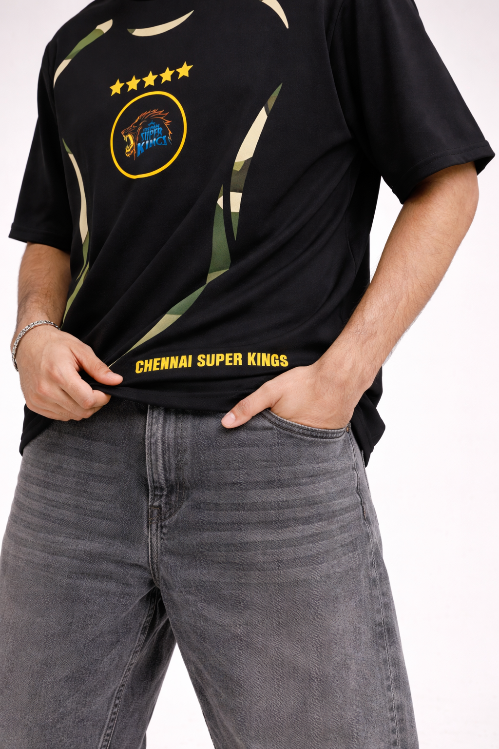 MS Dhoni 7 – IPL Fan Edition Oversized T-Shirt | Chennai Fan Jersey | Super Kings Oversized Tee - Black
